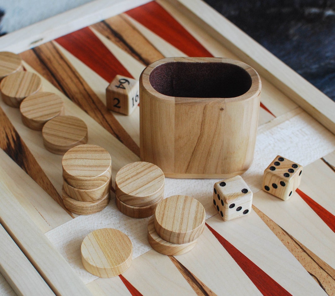 Backgammon Bundle // Cups Disks and Dice // Handmade Etsy