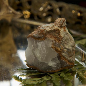 UV Reactive Calcite Cluster on Host Rock | Natural Bladed Calcite | Raw White Calcite Crystal Cluster | Clear Calcite Cluster Specimen