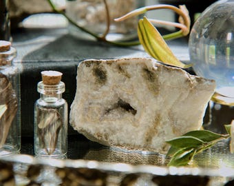 Jaskinia z kryształu druzy z mlecznobiałego kwarcu | Geoda PNW