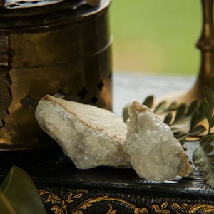 Druzy Clear Quartz Crystals Set of Two | Exposed Druzy Quartz | Clear Quartz Crystal Cluster | Raw Washington Quartz Cluster | Crystal Decor