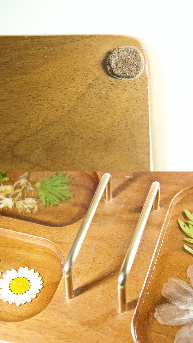 Antique Wooden Vanity Tray Catch All Dish With Real Pressed Etsy