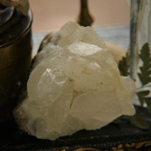 Fluorescent Calcite | Washington Calcite Blade Cluster | UV Reactive Calcite Crystal Cluster | Raw Natural Clear Calcite | White Calcite
