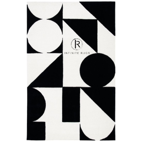 Dave Ivory/Black Tufted 100% Wool Area Rug For Hall Kitchen shops Living Room Bed Room Bath Room Dining Room Kids Room Carpet
