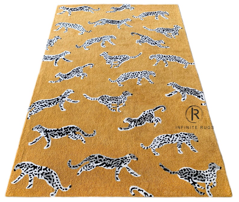 Modern Cheetah Area Rug 100 Woolen Carpet for Hall Kitchen Etsy