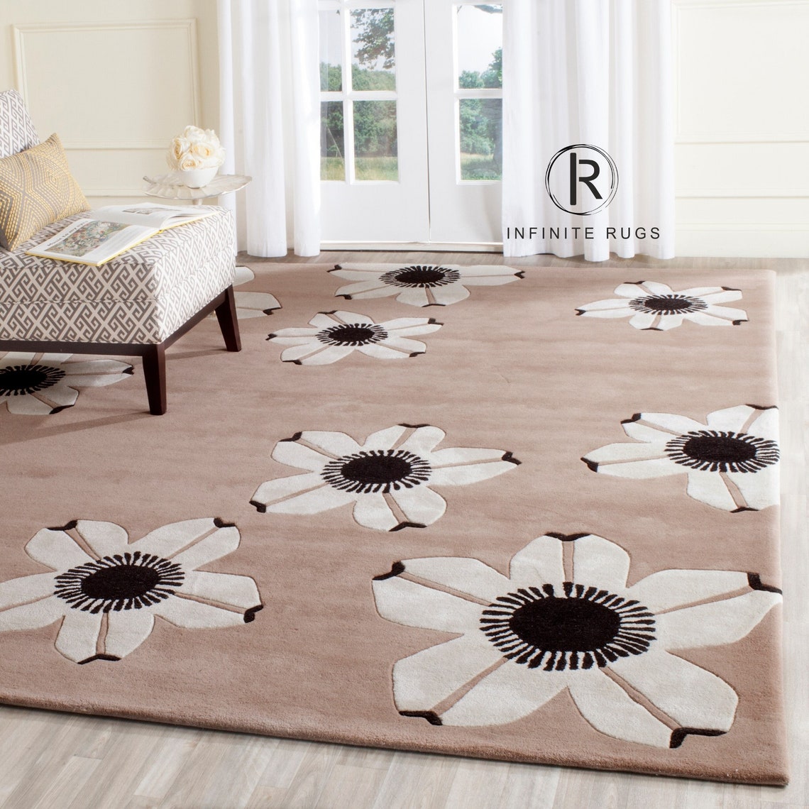 Moderne braune Hand tufted Teppich 100 % Wollbereich Teppich | Etsy