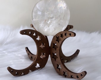 Star Stamped Moon Interlocking Stand / Laser Cut / Crystal Holder