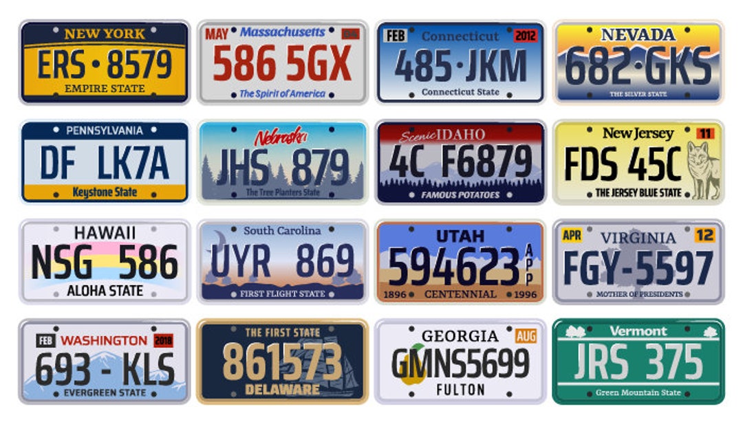 16 US State License Plates All Fonts Are Outlined. Ai, Eps, Png, Svg Etsy
