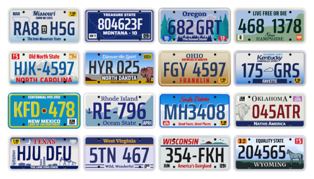 16 Vector LICENSE PLATES Ai, Eps, Png, Svg. Instant Download. Editable ...
