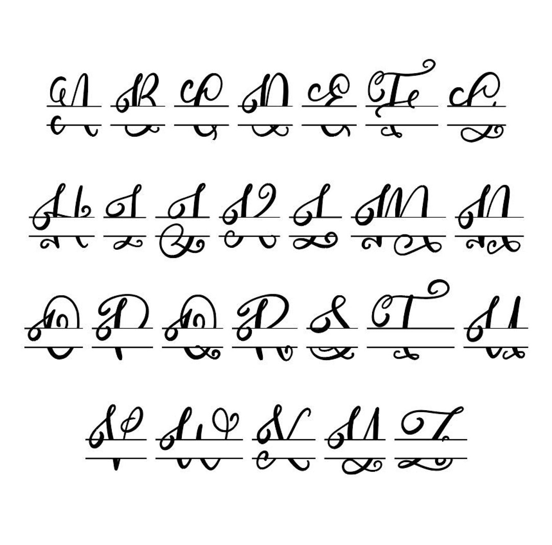 Split Monogram Alphabet SVG, AI, EPS, Png, Split Monogram Frame