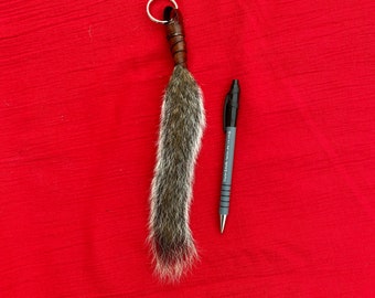 A Squirrel Tail key fob belt ring decoration