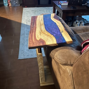 Hand made Sofa/couch River/pine side table completely adjustable