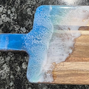 Small Ocean Scene Charcuterie Board. Measures about 18x10x1 in