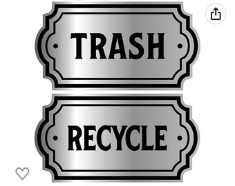 Personalized Customized Vinyl Transfers for Stainless Trash and Recycle Cans labels / decal