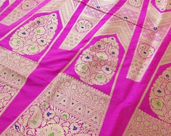 The world famous Unstiched Banarasi Meenakari lehenga traditional pure silk wedding lehenga handloom handmade silk kadhhua designer lehenga.