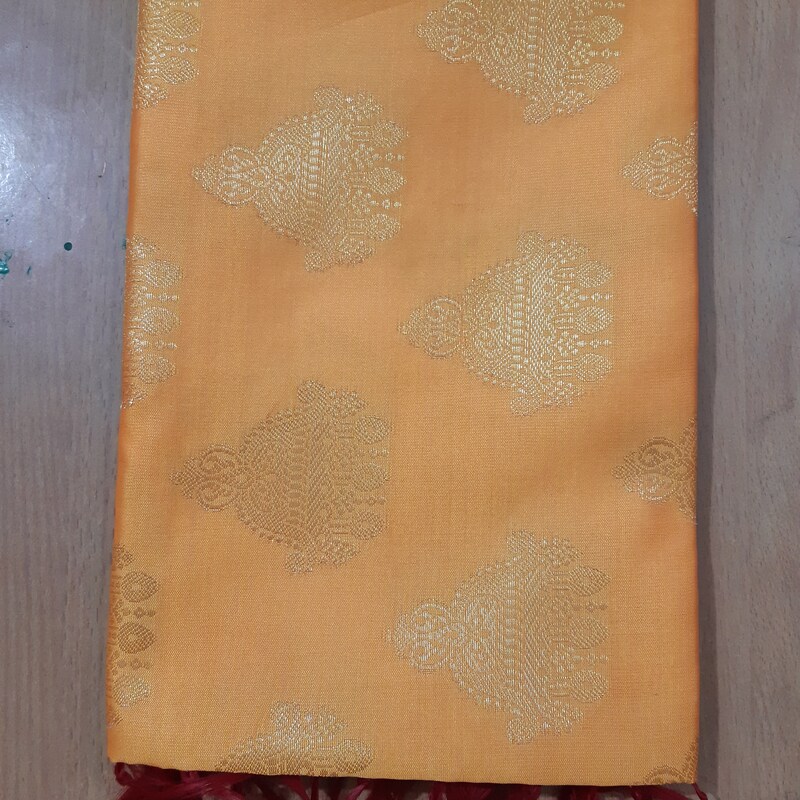 Yellow Embellished Silk Dupatta main image 1