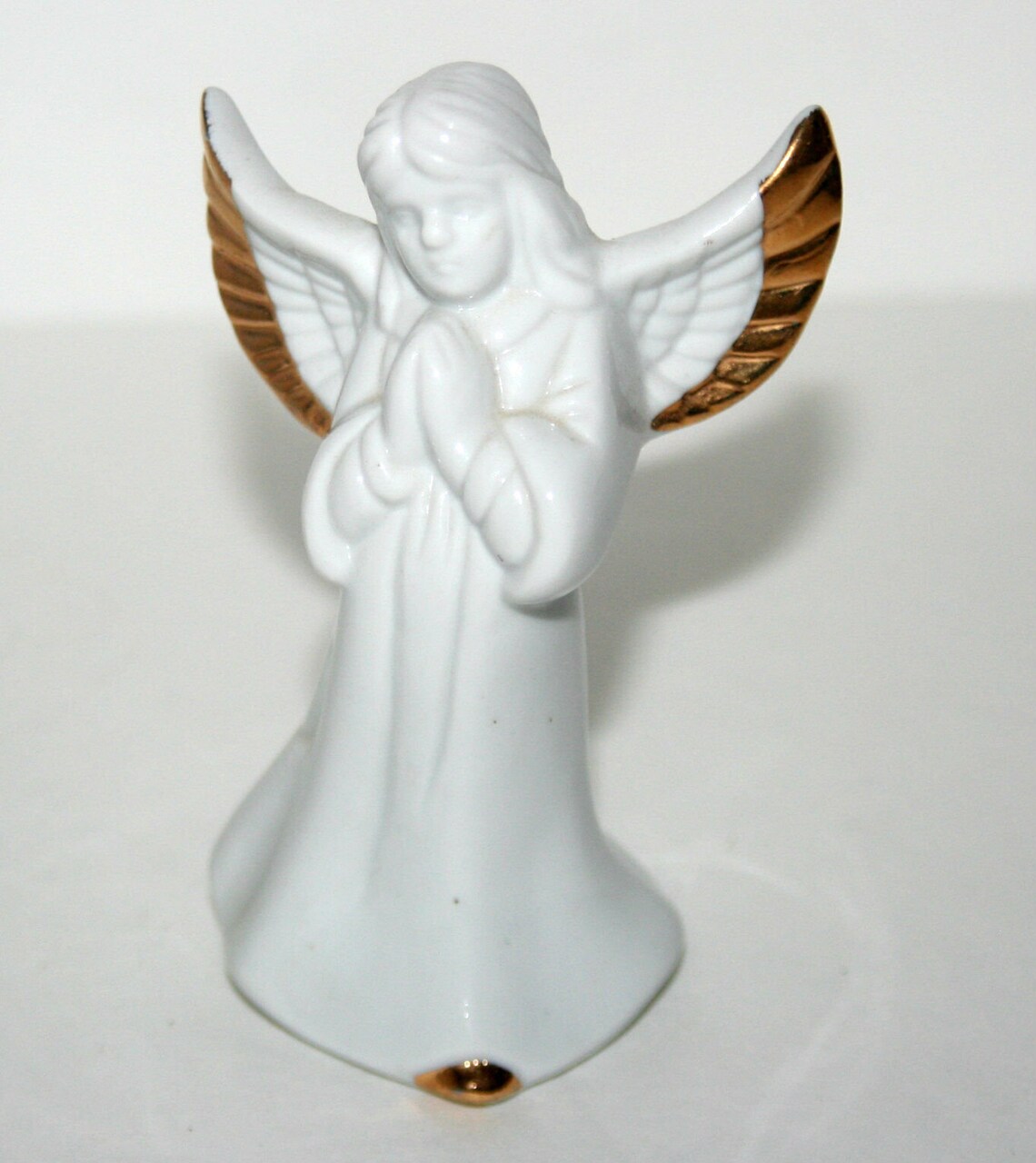 Vintage Angel Praying Bell Christmas White and Gold | Etsy