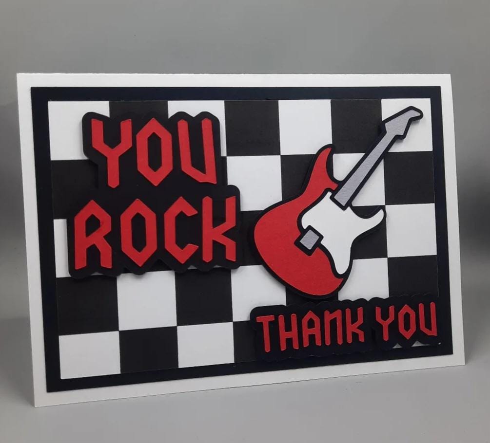 Rock N Roll Thank You Cards - Etsy