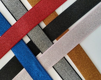 Tolle Glitzer-Glimmer-Gummibänder, 40mm breit, in 9 Trendfarben für Rock und Hosenbund - 100 cm