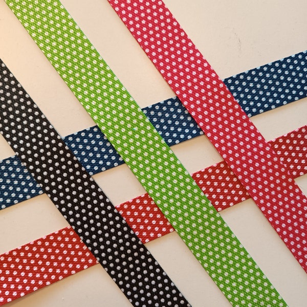 Bunte Gurtbänder mit weißen Mini-Punkte, 30mm breit, 100 cm lang, pink, grün, blau, rot, schwarz