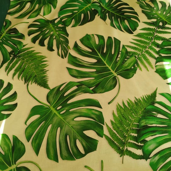 Toller, sehr hochwertiger Baumwollstoff von Kokka mit Blttern ( Monstera)  und Farnen, feine Stoffqualitt , Stoffbreite 110 cm- 0,5mtr - Etsy.de