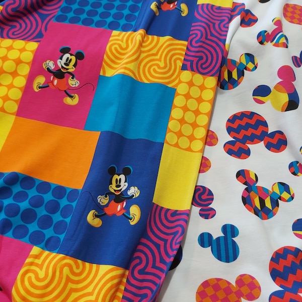 Baumwolljersey - Mickey Mouse, 2 Designs, Lizenzstoff - 0,5 mtr