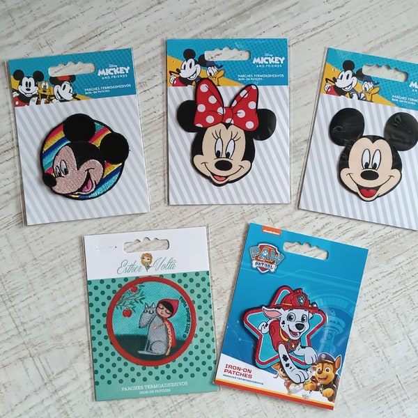 Applikationen,Patches, Aufbügler, Aufnäher Mickey Mouse©, PawPatrol© und Rotkäppchen - 6cm Durchmesser