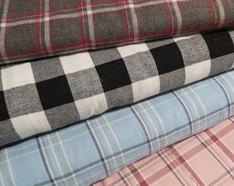 Flanell Stoff kariert aus Baumwolle | weich & leicht | für Hemden, Blusen, Schlafanzüge, Kissen, Deko | 4 Designs, Baumwolle - 0,5mtr