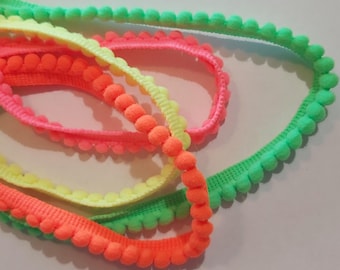 NEON - Mini- Bommelborte Pompomband, - 100 cm lang