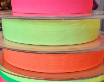 NEON !!!! - Tolle, weiche  Gummibänder, 40mm breit - 100cm lang - in 3 Farben - orange - pink - gelb - für Röcke, Hosen, Dekostreifen