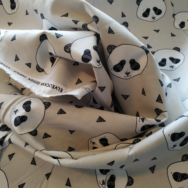 Süße Pandas auf Baumwolle, creme, von Elvelyckan Design, Schweden - 0,5mtr