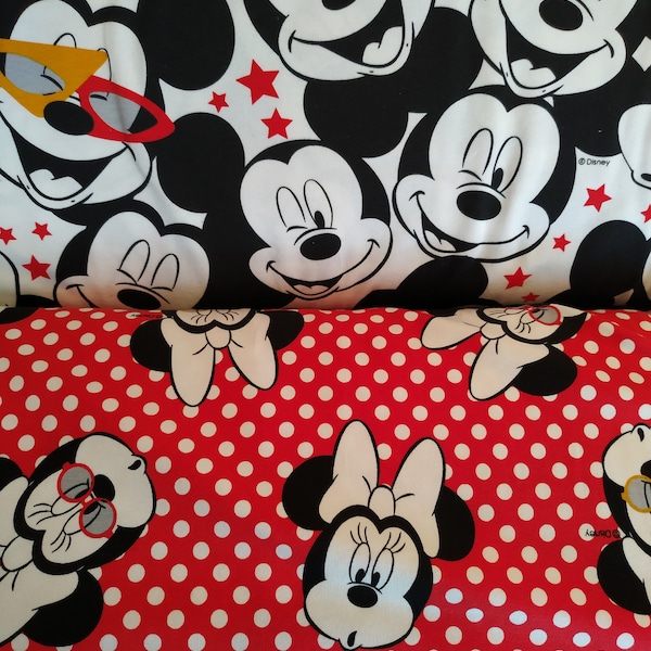 Mickey Mouse und Minnie Mouse - auf Baumwoll-Jersey von Hemmers Itex - 0,5mtr-