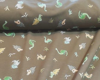 Baumwoll Jersey Süße Dinos grün  - 0,5mtr