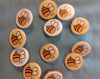 Kinder Knöpfe mit Bienen Bibi + Susu von Jim Knopf, 2 Farben blau grün, aus Resin, 18mm - 1 Stück