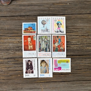 9 francobolli postali sui FRANCOBOLLI / Mix di francobolli polacchi vintage INUTILIZZATI / Dagli anni '70 / Oggetti effimeri da collezione scrapbooking creazione di carte di diario spazzatura