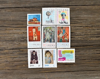 Vintage Polish Stamps – 1970s Stamp Day Collection, Set of 9, Unused