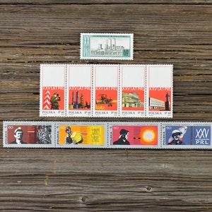25 years of Polish People&#39;s Republic 1969 Stamp/ vintage Polish stamps/ Post WW2 history collectible, ephemera, scrapbooking; 10 stamps