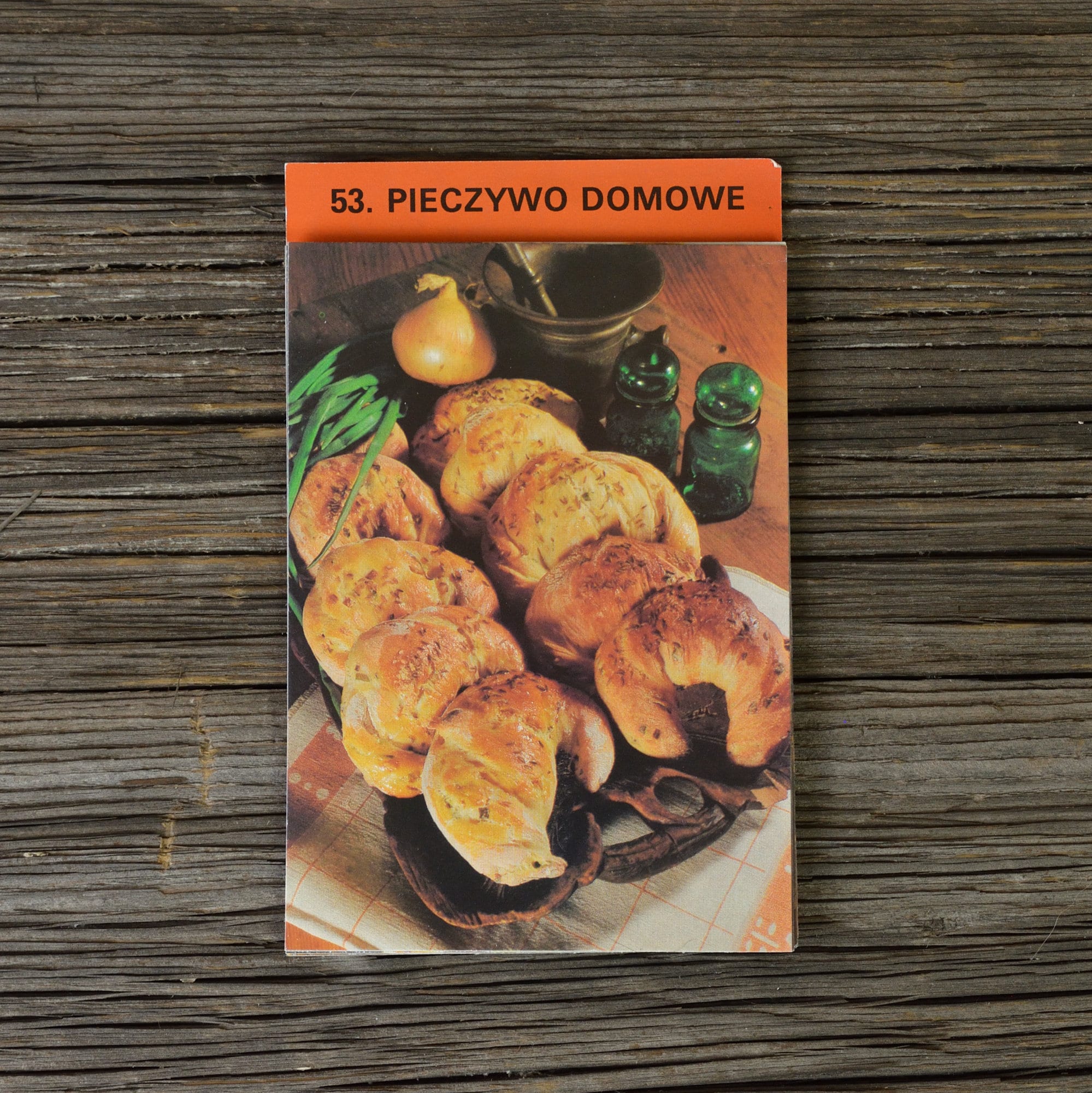 Home Breadstuff- Set of Vintage Polish Recipe Cards on baking, Polish Cuisine Recipes on Postcards, part of 1987 series of recipes in Polish