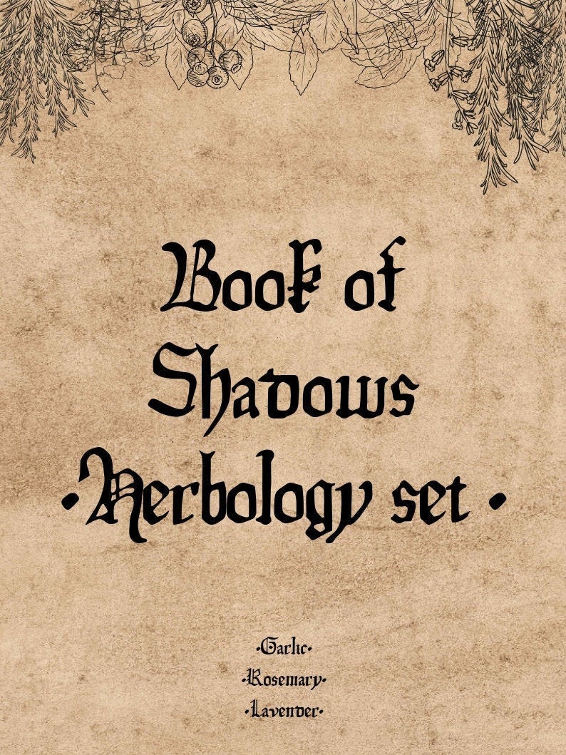 Herbology Set. Grimoire Printable. Herbs Pages Book of | Etsy