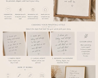 SIMPLIFIED- Custom Calligraphy Wedding Vow Keepsake