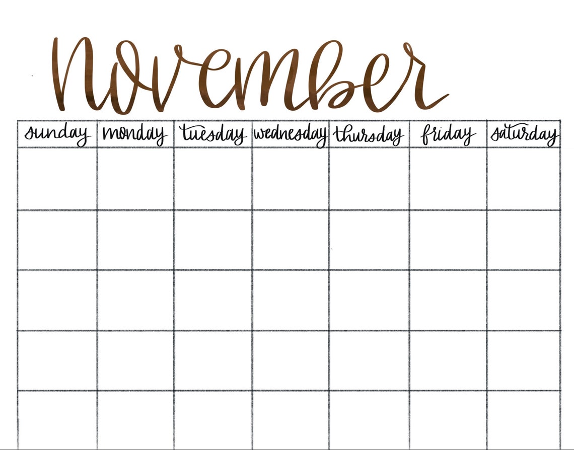Blank November Monthly Template - Etsy