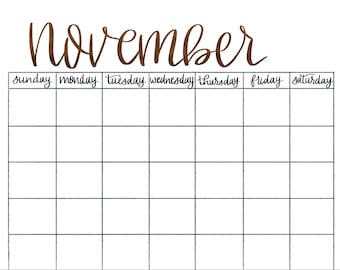 Blank November monthly template