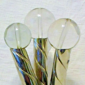 Global Views Four Twisted Silver Columns and Four Crystal Orbs Balls Sculpture