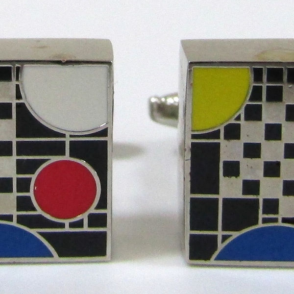 Vintage Acme Studio FRANK LLOYD WRIGHT Enamel Square Cufflinks