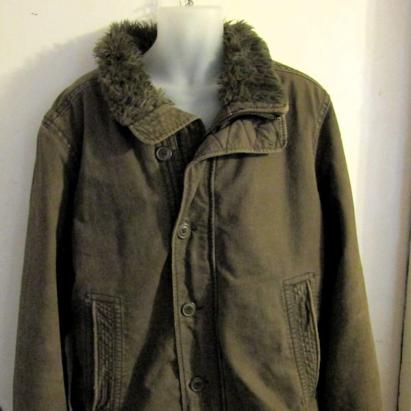 Men’s Abercrombie & Fitch Adirondack Jacket Sherpa Lined Army Green Size Large