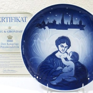 1987 Bing & Grondahl and Royal Copenhagen Christmas Plate with COA
