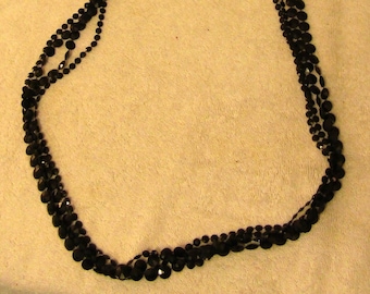 Antique Victorian 46" Black Four Strand Mourning Necklace