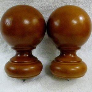 NEW Pair KIRSCH Walnut Wood Screw-in 3&quot; Ball Finials 59083085