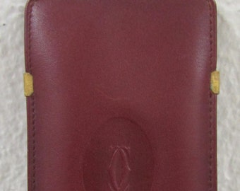 Authentic Cartier Eyeglass Case Mast Line Bordeaux Leather