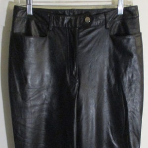 Women's BCBGMAXAZRIA Genuine Black Leather Pants Size 8