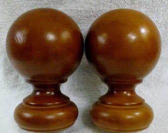 NEW Pair KIRSCH Walnut Wood Screw-in 3" Ball Finials 59083085